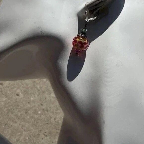 Vintage Sterling Silver Dangle Floral Beaded Pink Multicolor Flower Earrings - Picture 10 of 10